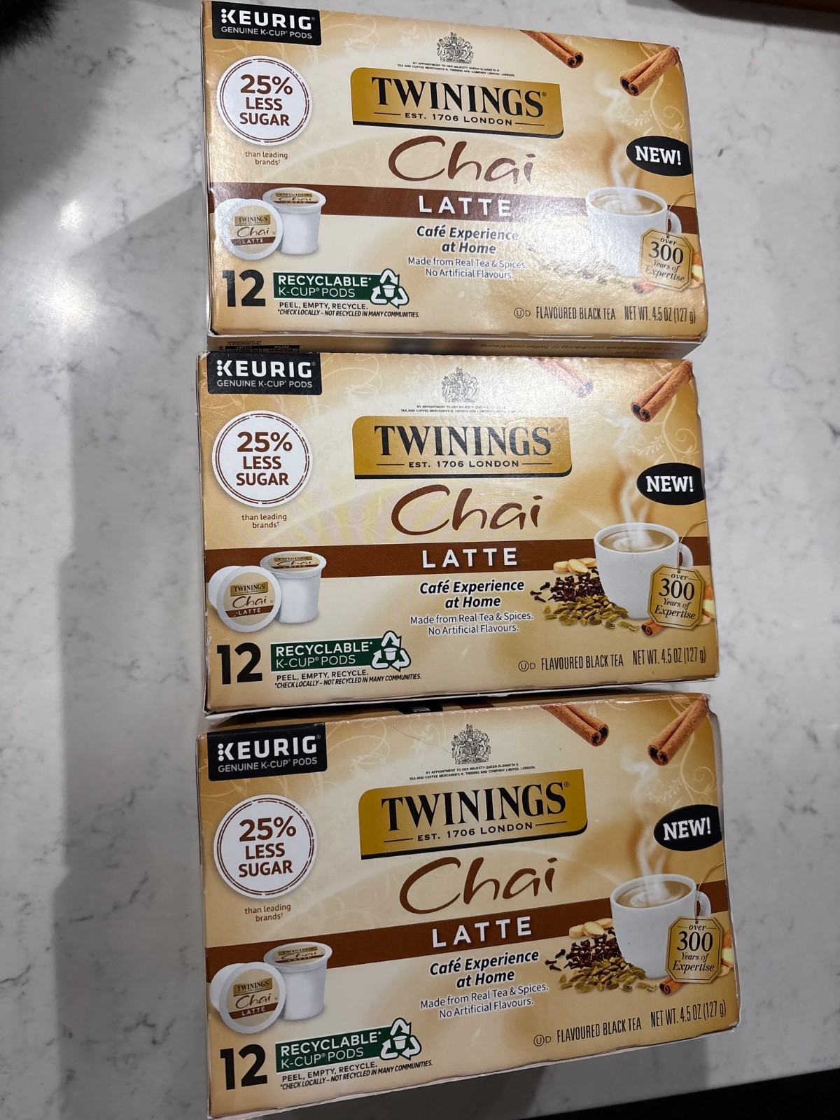 3 boxes -Twinings Chai Latte Black Tea K-Cups for Keueig – 12 count each