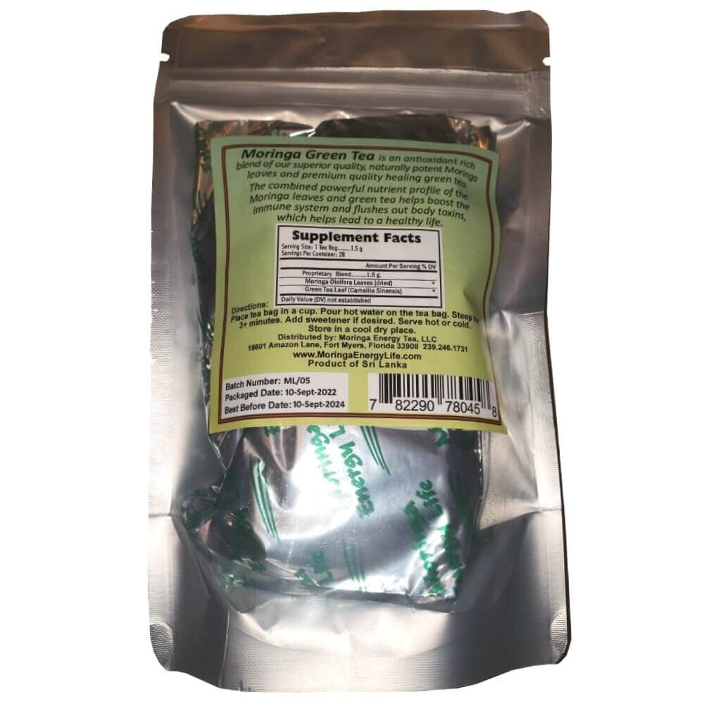 Moringa Green Tea Bags, Superfood Moringa Leaf, 28 Teas