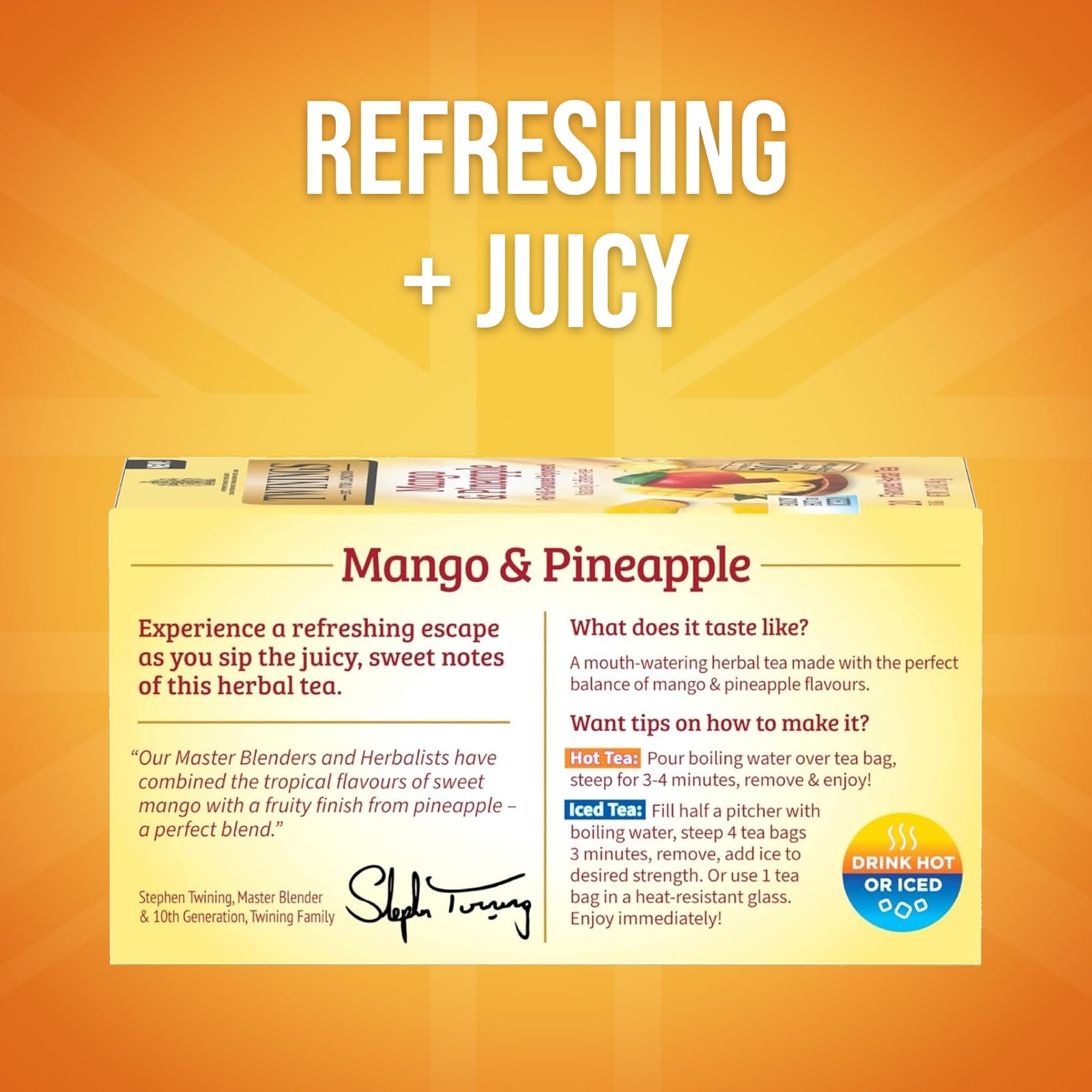 Twinings Mango & Pineapple Herbal Tea Individually Wrapped Bags, 20 Count Pac…