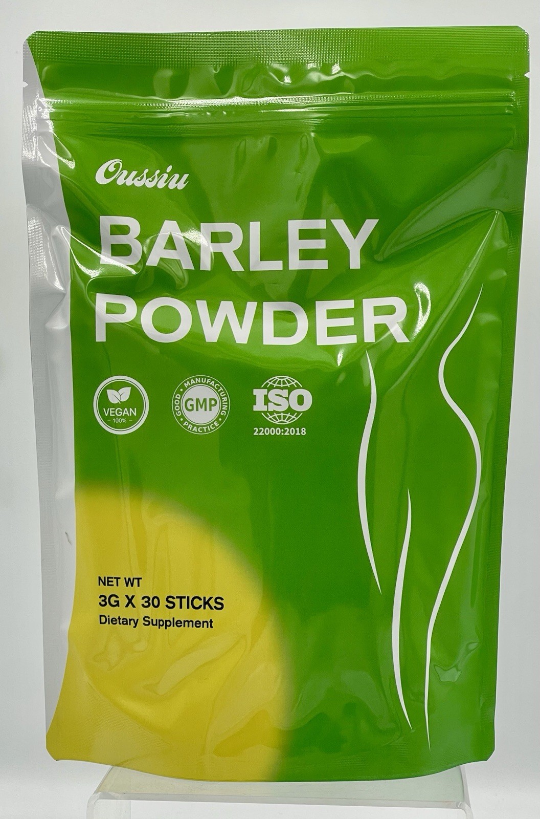 Lot of 2 OUSSIU Barley Grass Powder 30x3g Sticks Prebiotic Fiber Vegan EXP 10/26
