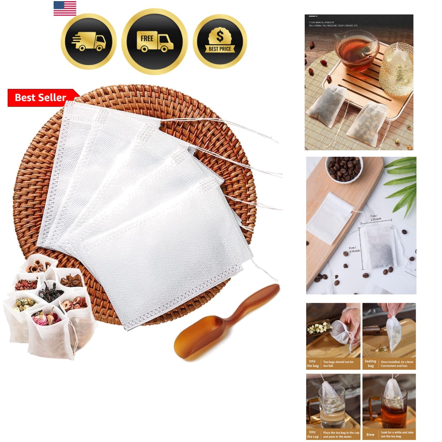 200pcs Disposable Tea Bags for Loose Leaf Tea, Tea Filter Bags with Free Tea …