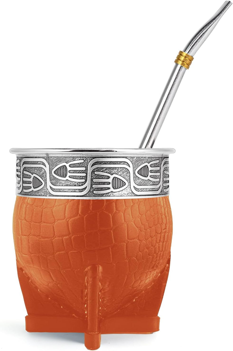 Imperial Mate Gourd Set with Bombilla, Straw & Brush – Fish Style Yellow Brown