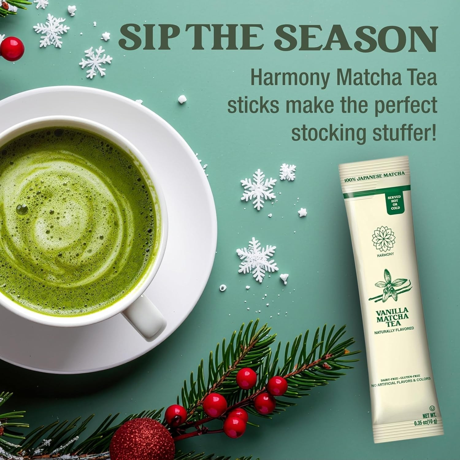 20 Harmony Matcha Vanilla Japanese Matcha, Sweetened w/ Organic Sugar On-the Go