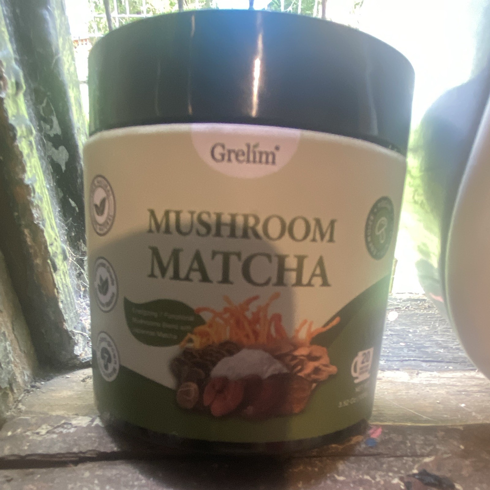 Grelim Mushroom Matcha Powder Drink Mix, 20 Servings, Keto Vegan No Sugar
