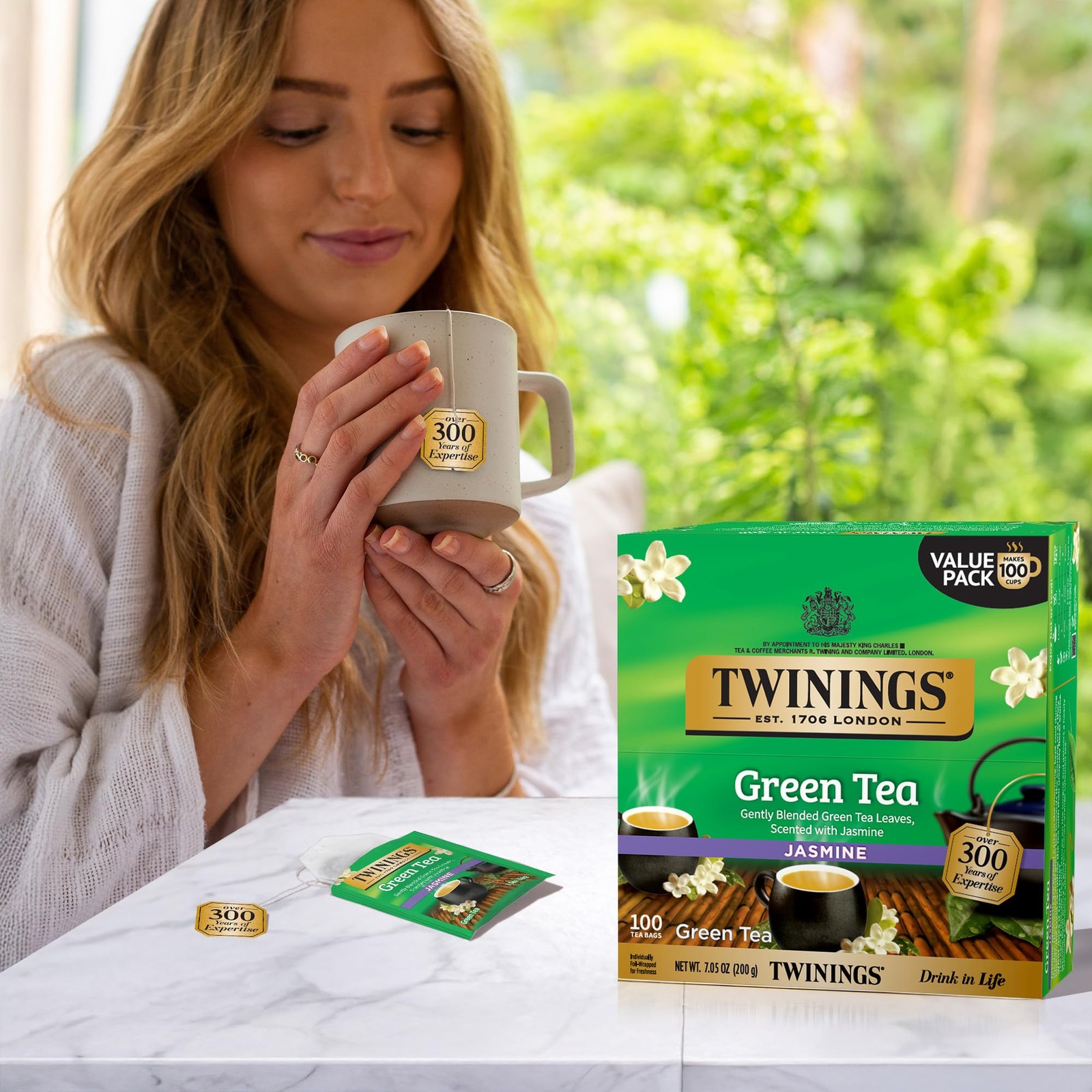 Twinings Green Tea with Jasmine Individually Wrapped 100 Count (Pack of 1)