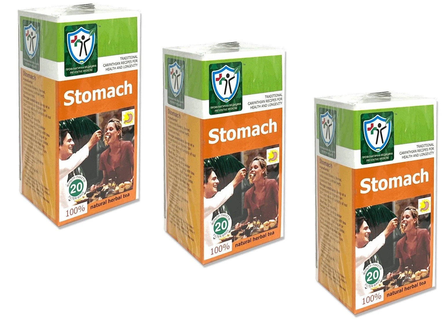 3PACK Natural Herbal Tea STOMACH 60 bags Made in Ukraine Carpathian NO GMO