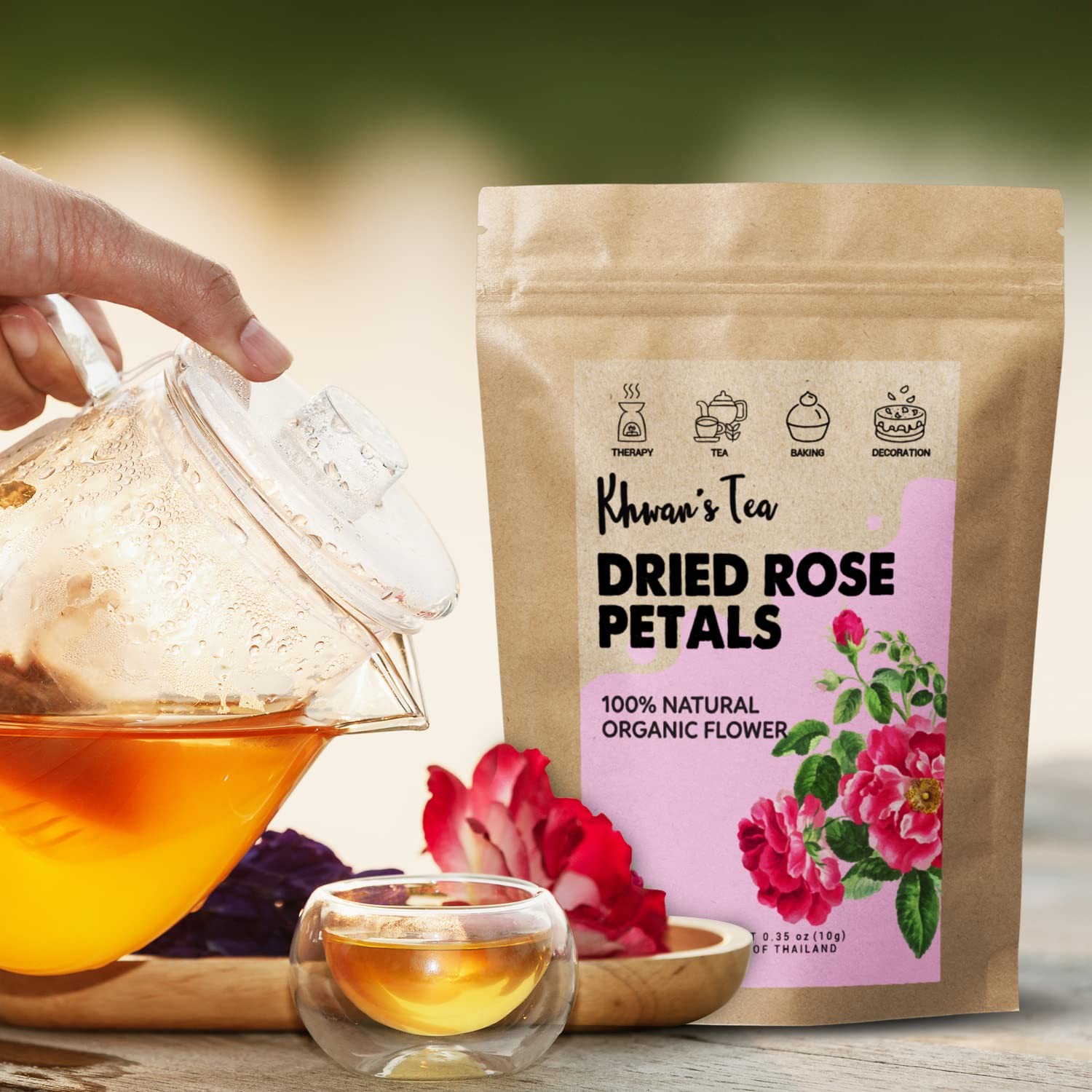 Premium Dried Rose Petals – Plant-based & Edible Flowers for Baking Decoratio…