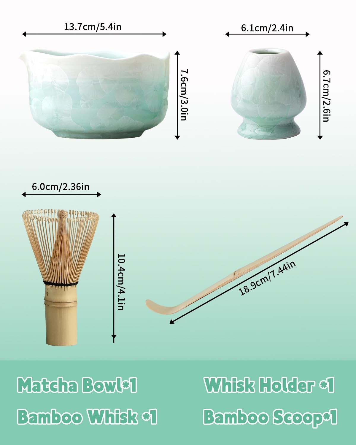 Natural Crystal Flower Matcha Set – 4 Pcs Food Grade Matcha Kit with Spouted