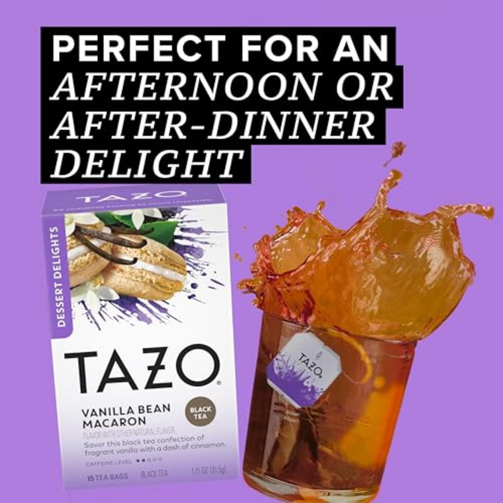 TAZO Dessert Delights Vanilla Bean Macaron Tea Bags, 15 Count (Pack of 6)