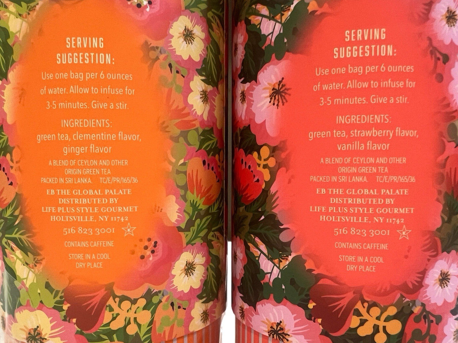 Tea Time Green Tea Clementine Ginger + Strawberry Vanilla 50 Bags Each