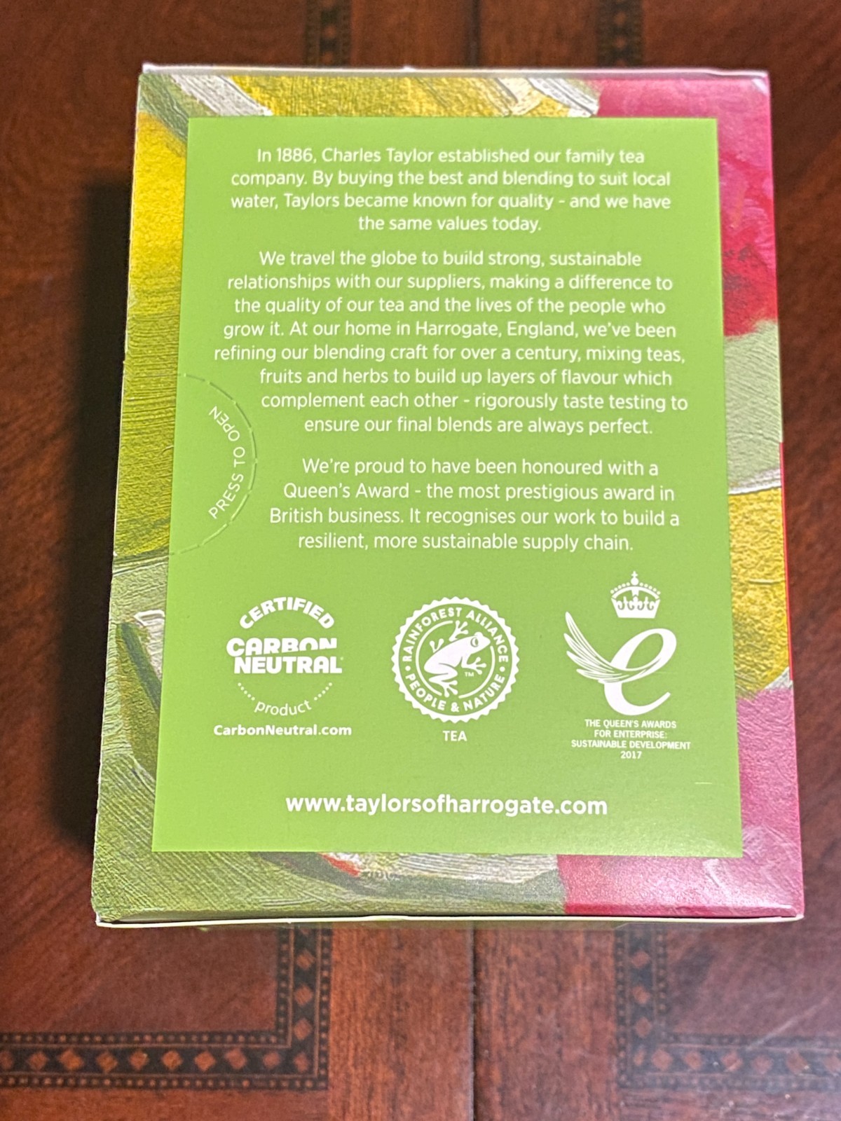 Taylors of Harrogate Tea – Lychee & Lime Green Tea – 5 20 count BB 2/2027