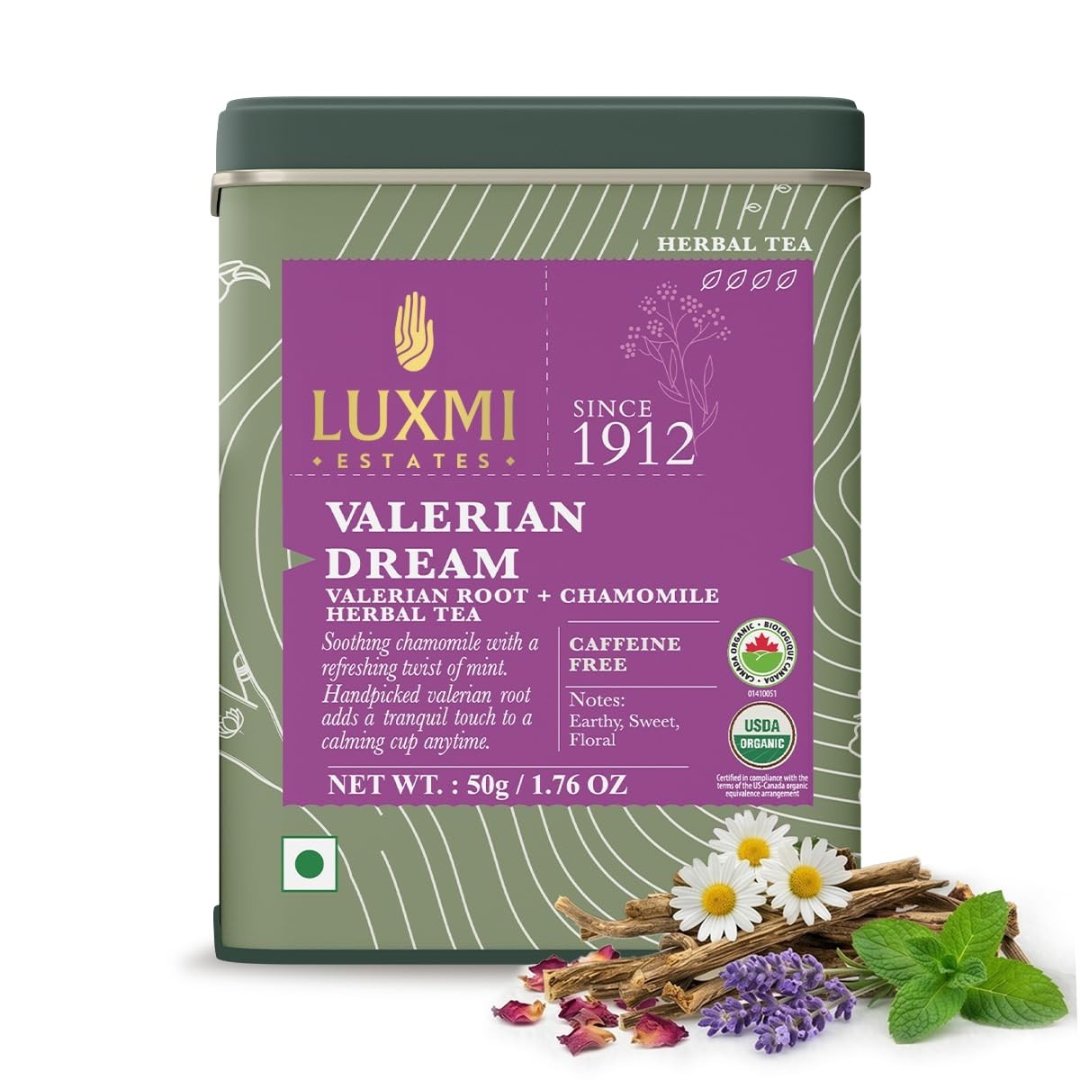 Caffeine Free Organic Loose Leaf Sleep Tea with Valerian & Chamomile – 50g