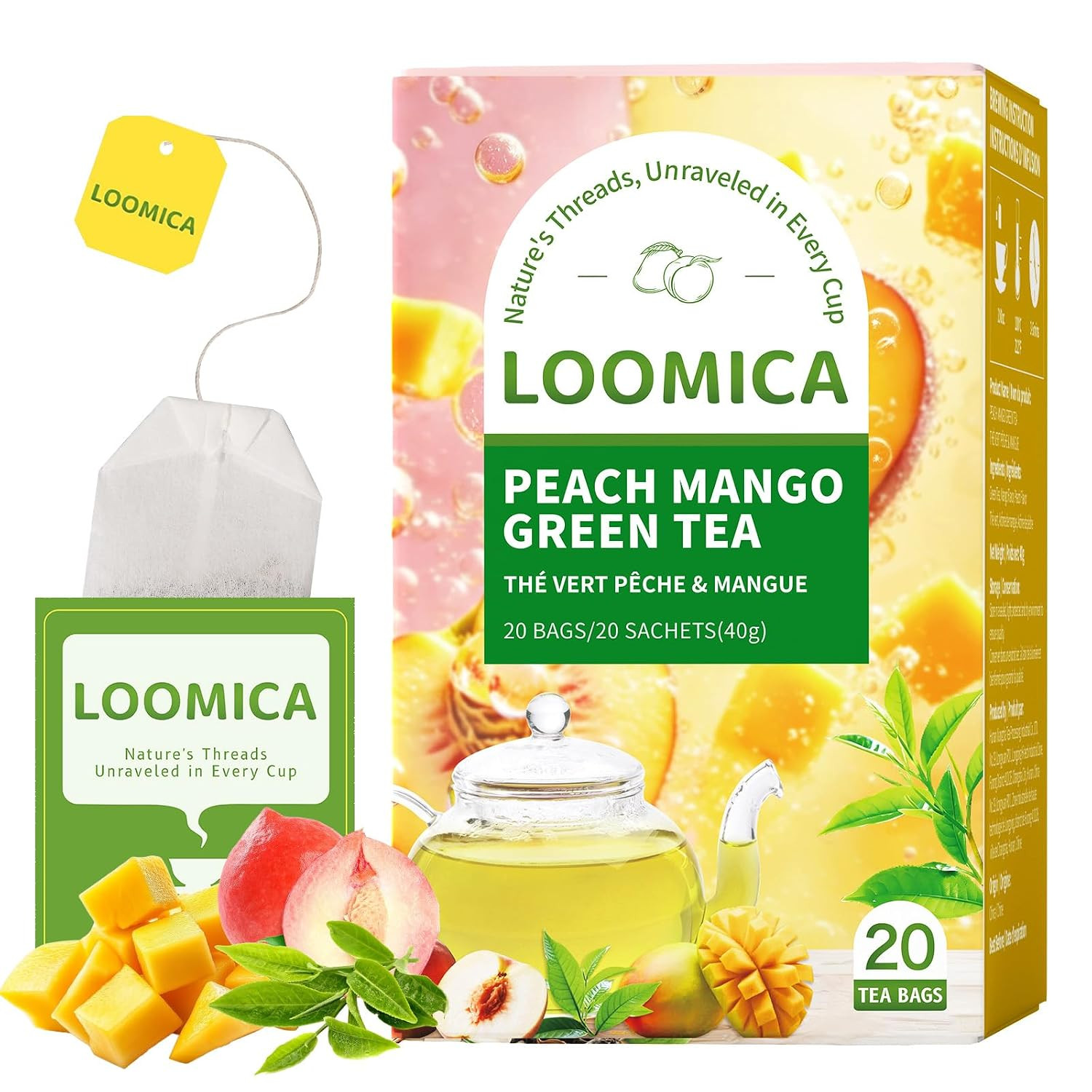 Organic Jasmine Green Tea Bags, Organic Green Tea with Jasmine Flowers, Refreshi