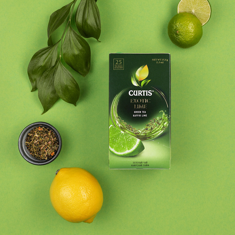 Curtis Green Tea EXOTIC LIME 25 Tea Bags Made in Russia No GMO