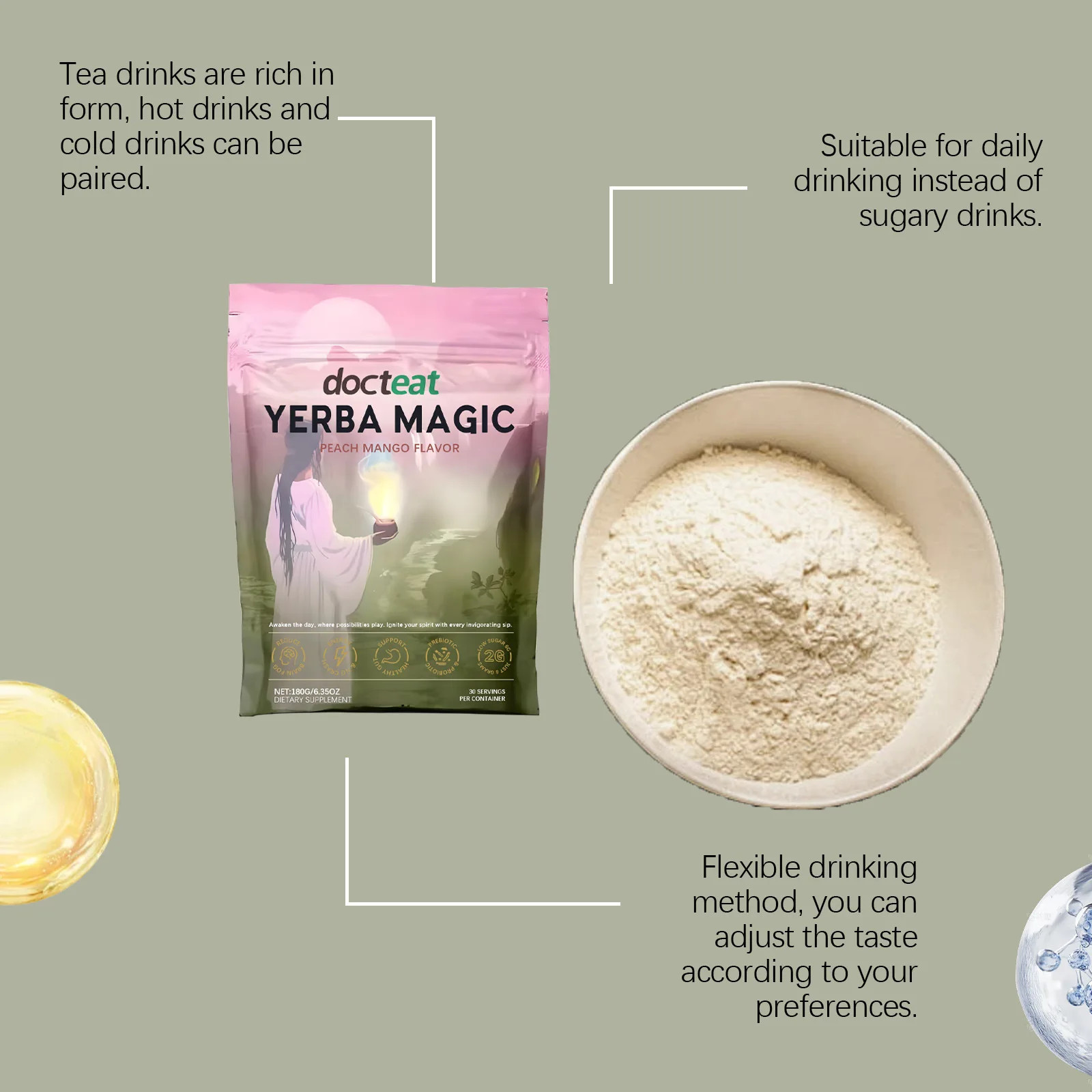 180g Yerba Mate Instant Powder Supports Energy Gut Health Super Drink Dietary