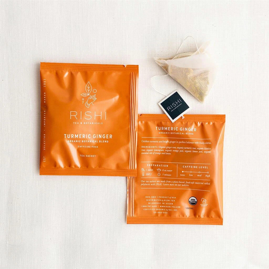 Rishi Tea Turmeric Ginger Tea – 15 sachets (Pack of 2) EXP DATE FEB 2027