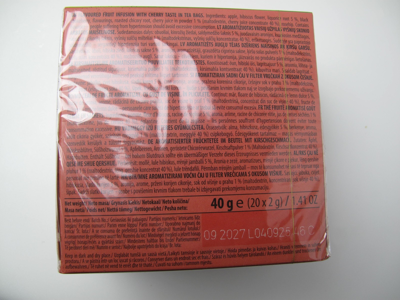 2 LOYD SWEET CHERRY Flavored Fruit Tea 20 Teabags Boxes (40 servings total)