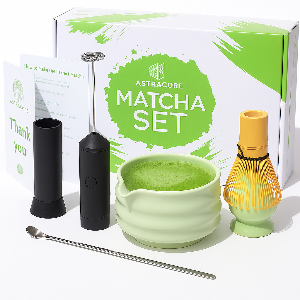 Matcha Whisk Set,6 PCS Ceramic Matcha Kit with Frother, whisk, traditional