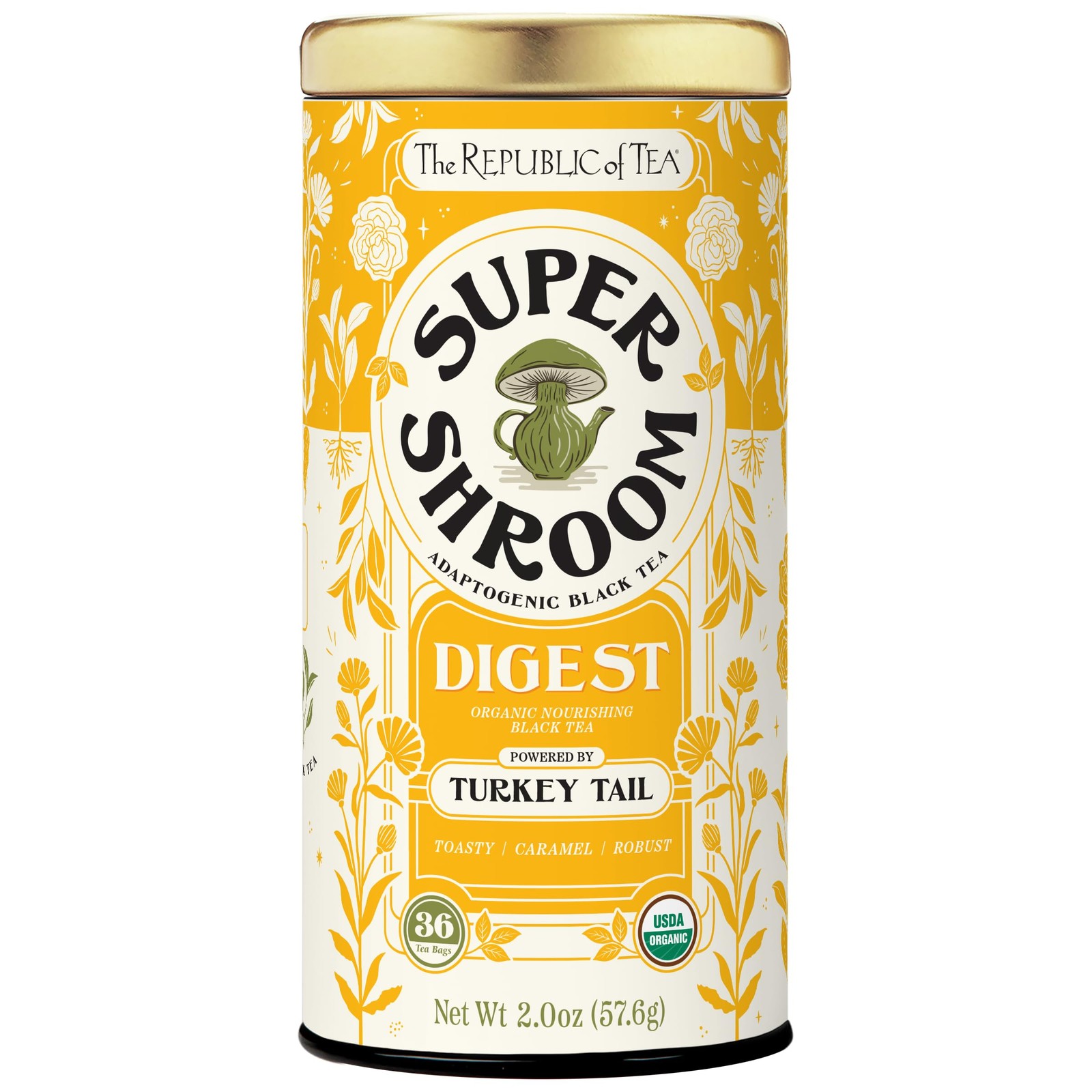 SuperShroom Digest Turkey Tail Black Tea, Organic Chicory and Caramel Notes, …