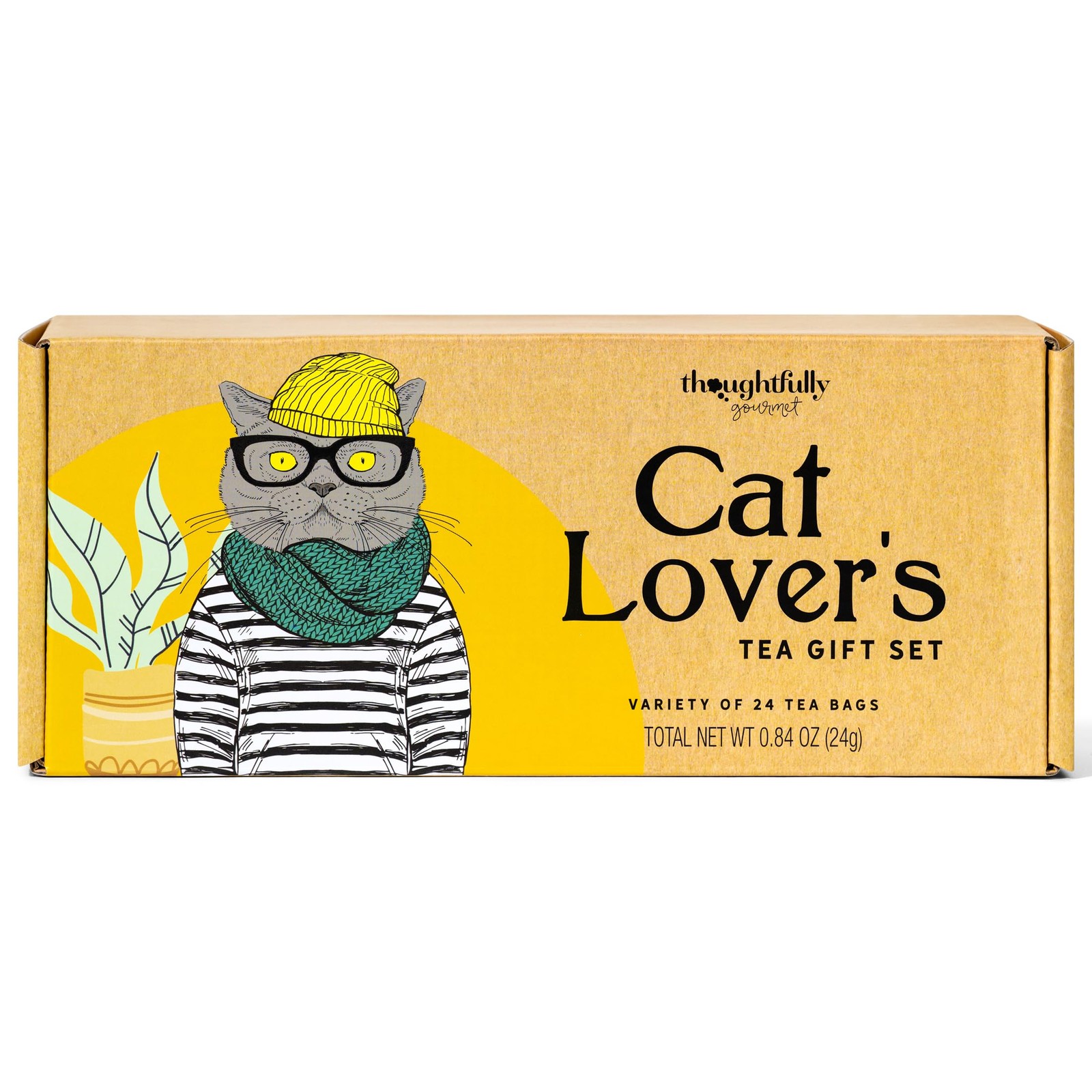 24 PCS Cat Lover Tea Gift Set Gourmet 6 Flavors Art Quotes Cat Mom Dad