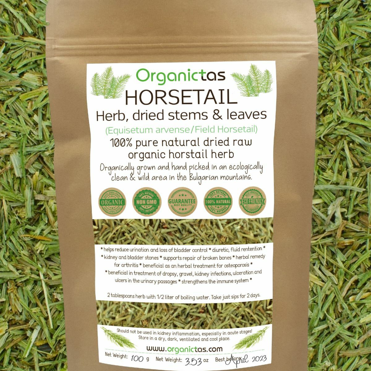 Organic Horsetail Herb Herbal Tea Dried Cut Equisetum Arvense 100g/3.53oz. Bio