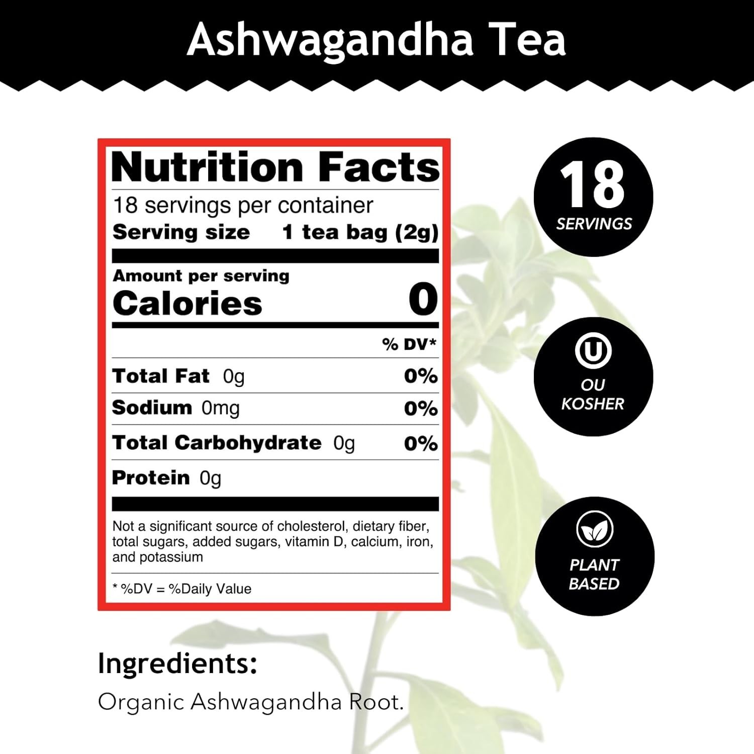 Buddha Teas Organic Herbal Tea Ashwagandha 18 Packets Each (Pack of 4)