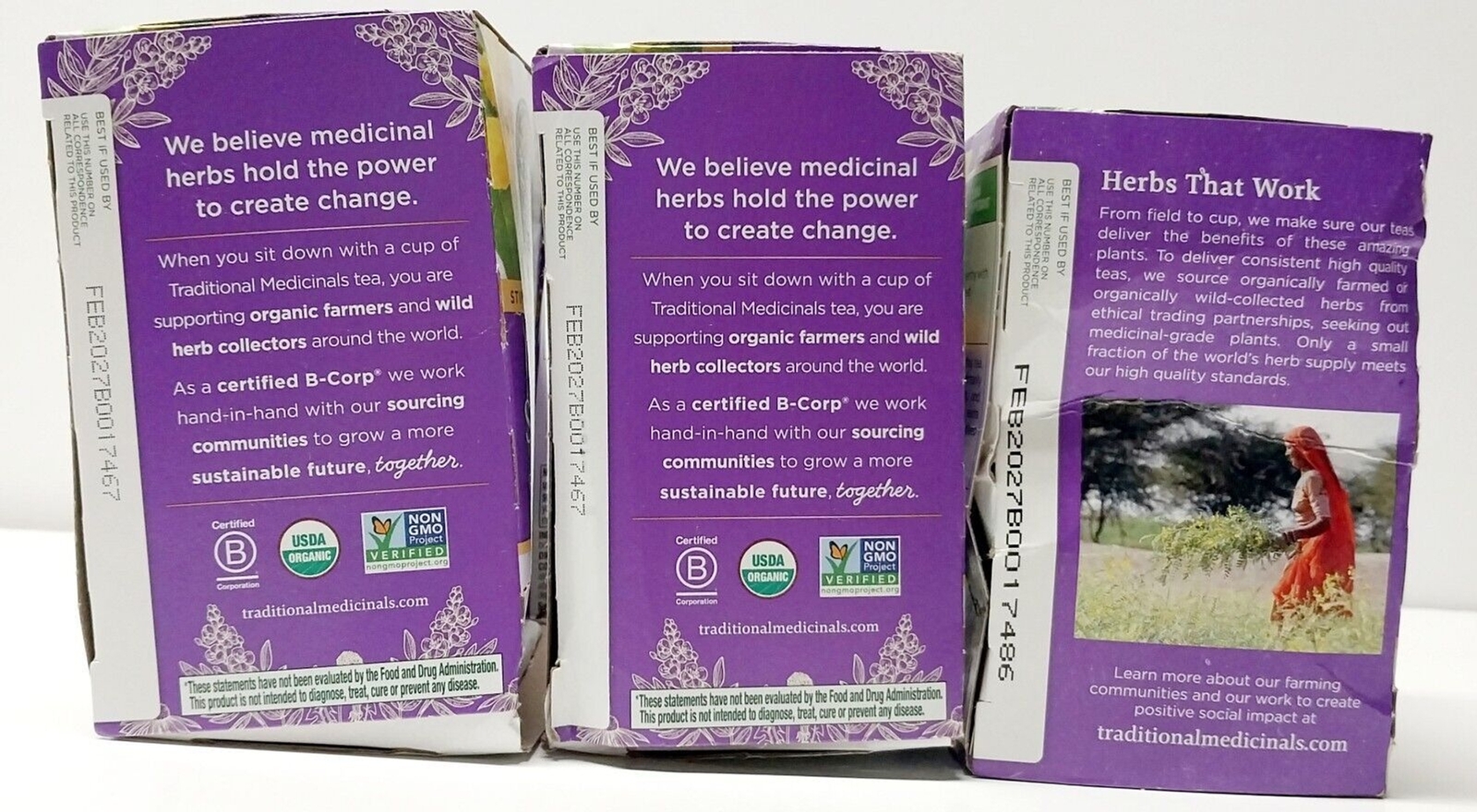 3 Box Lot Traditional Medicinals Smooth Move Tea Regular Peppermint EXP Feb 2027