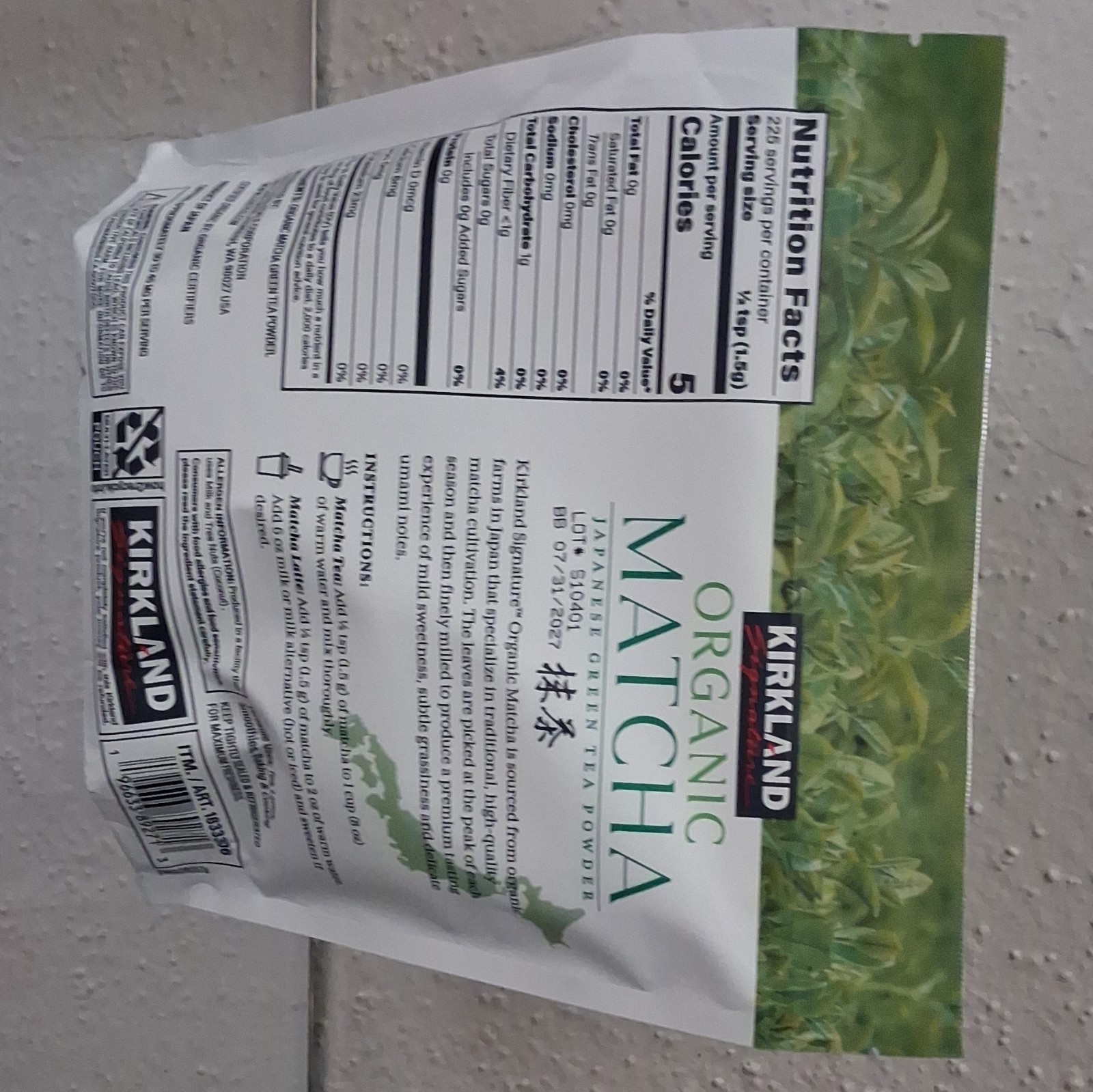Kirkland Signature Organic Japanese Matcha Green Tea Powder, 12 oz (340 g)