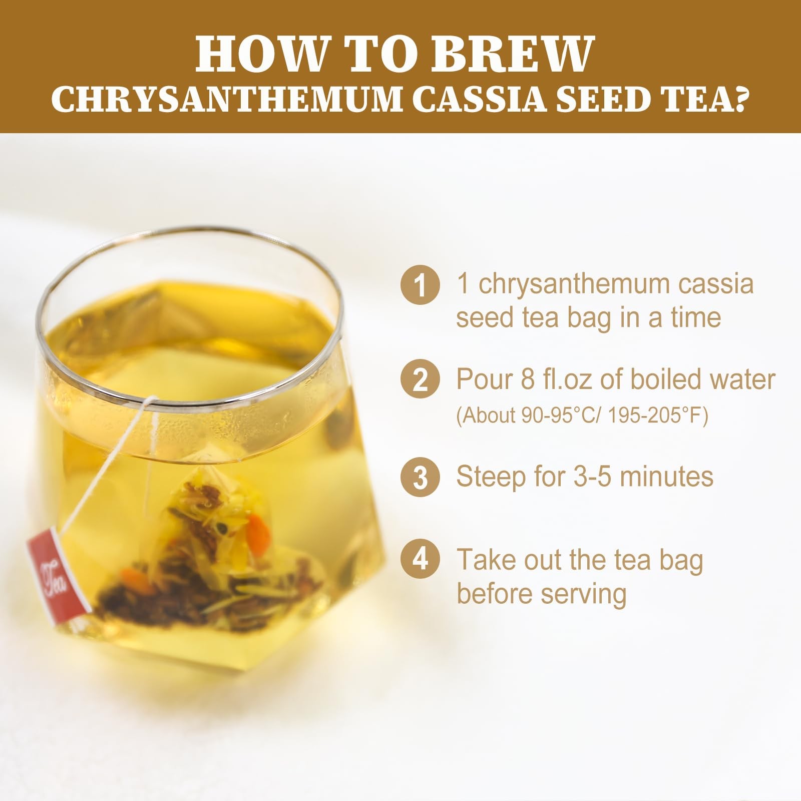 FullChea – Chrysanthemum Cassia Seed Tea, 30 Teabags, 5g/bag – Burdock Root, Goj