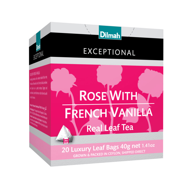 Dilmah exceptional rose with French vanilla 20 Ceylon tea bags 40g 01 pack