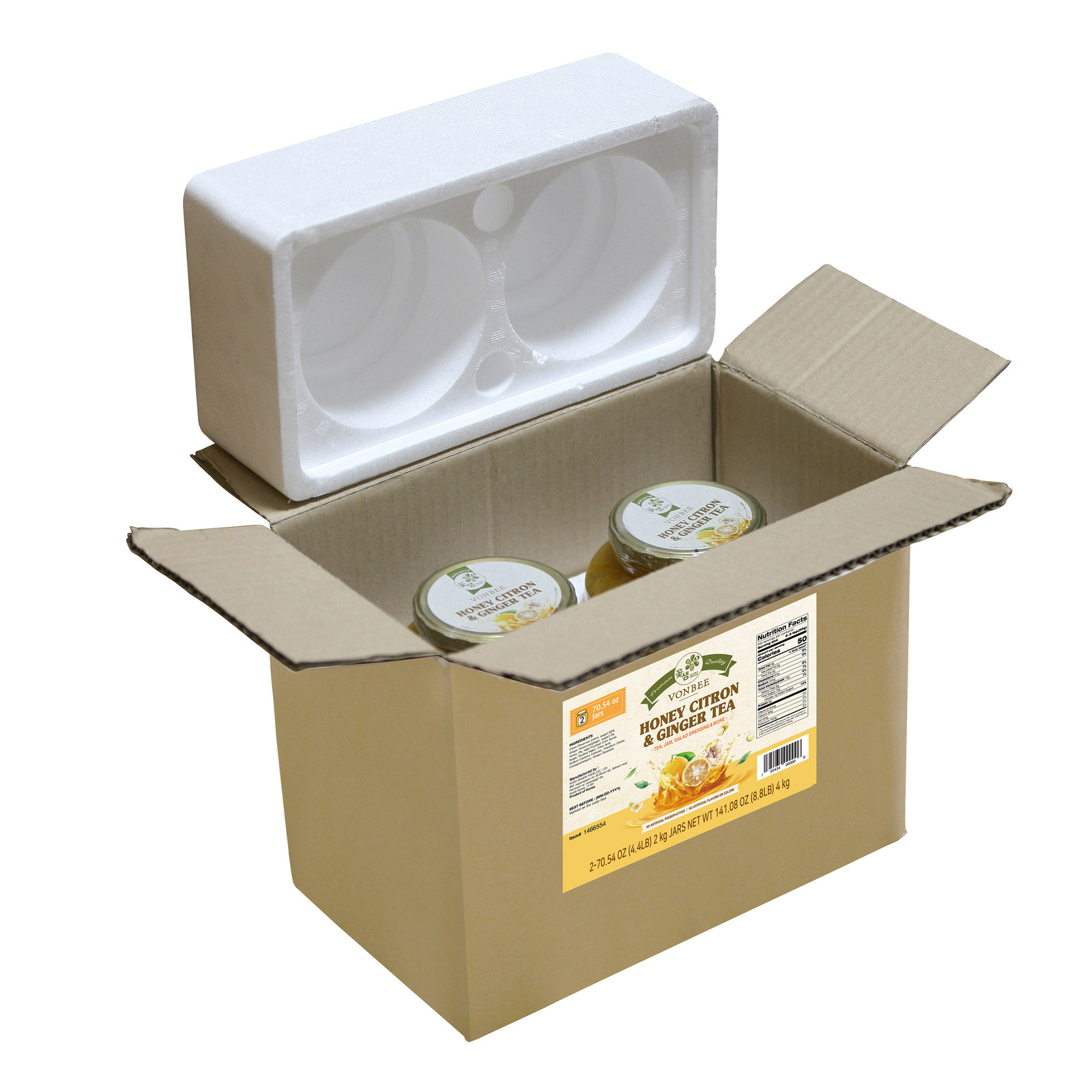 Vonbee Honey Citron & Ginger Tea, 4.4 Lb, 2-Pack