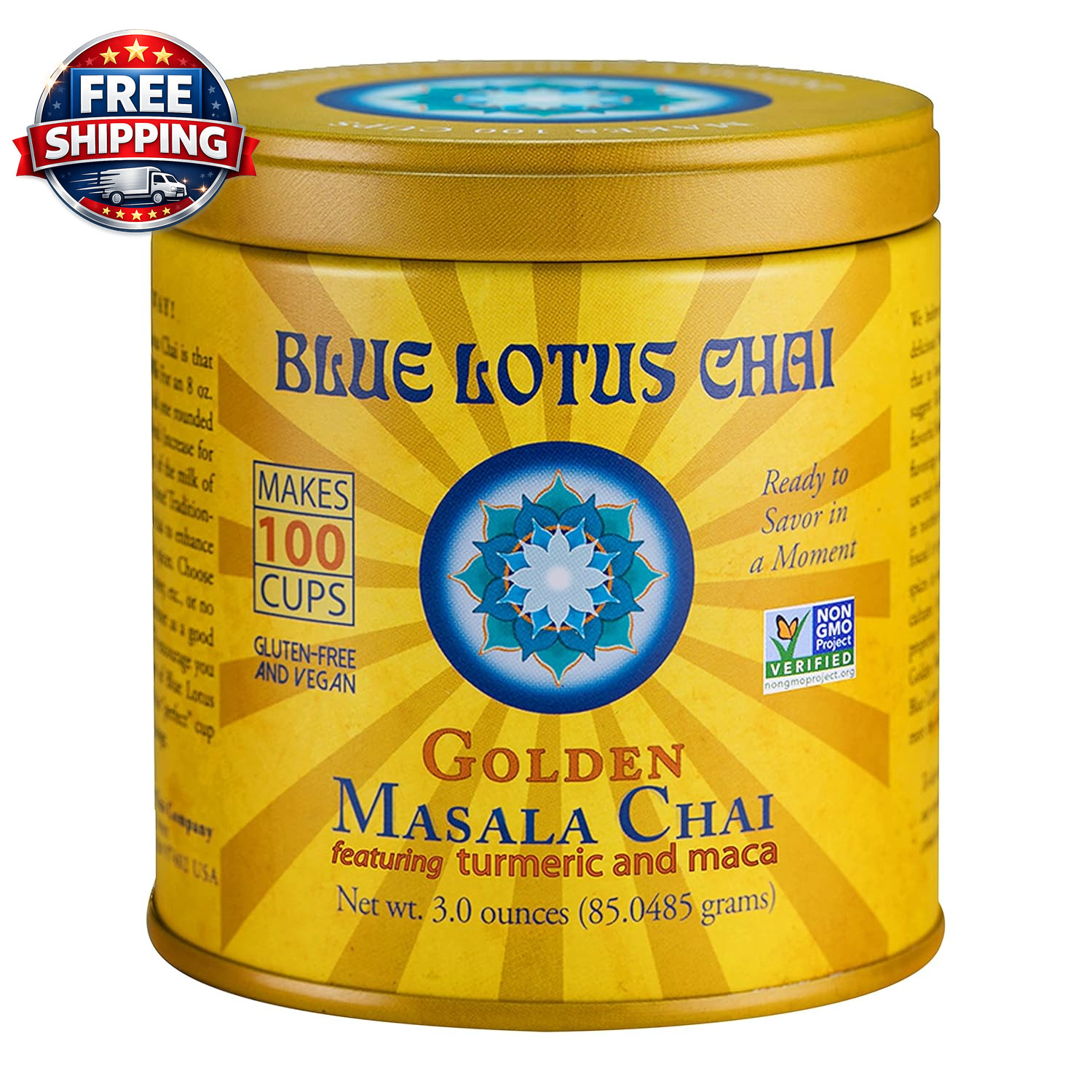 – Golden Masala Flavor Chai – Makes 100 Cups – 3 Ounce Masala S