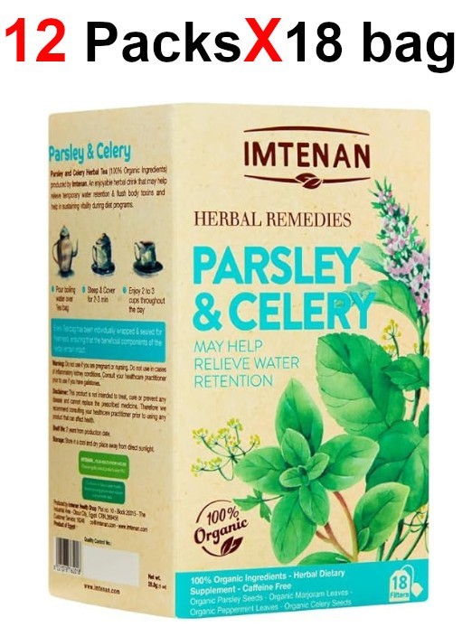 12 Packs Imtenan Organic Parsley and celery herbal Tea 12 X 18 bag