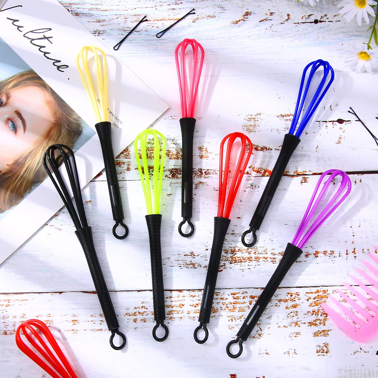 12 Pack Hair Color Whisk green, blue, purple, yellow, pink, black, dark red