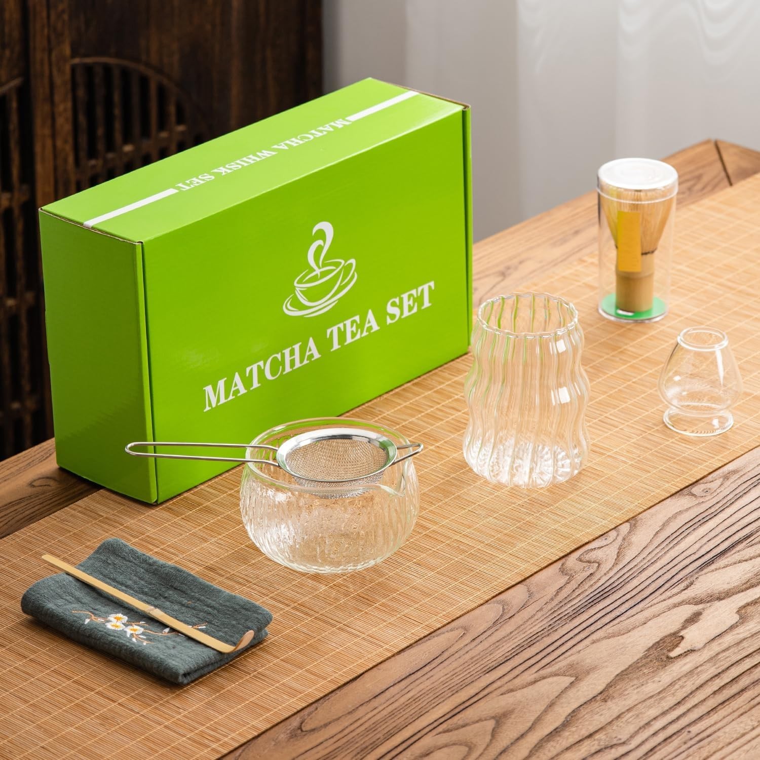 7pcs Japanese Matcha Tea Set Matcha Kit With Matcha Bowl with Pouring Spout Ma