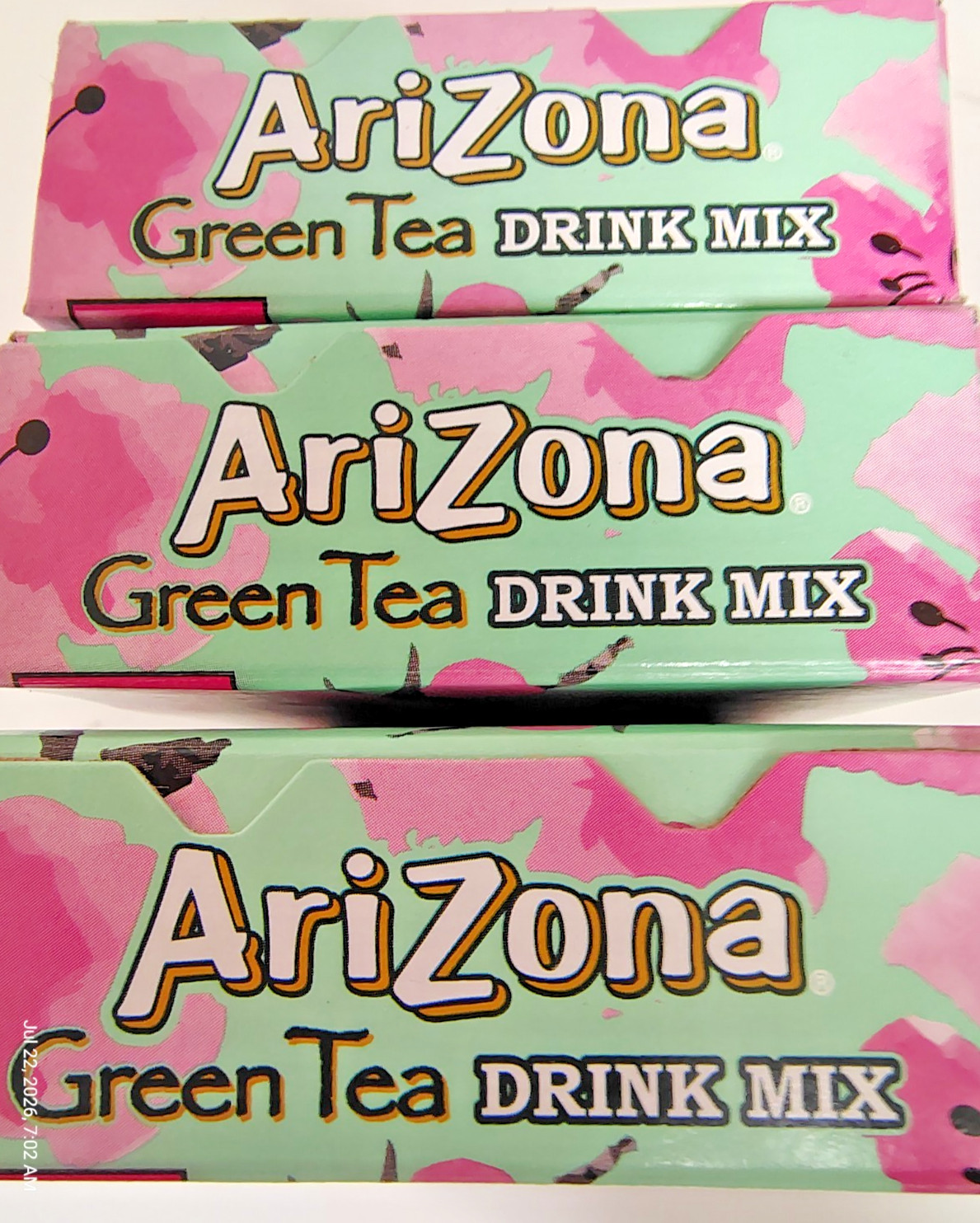 AriZona Green Tea with Ginseng/Honey Mix Packets, BB 11/27, Lot of 3 Boxes