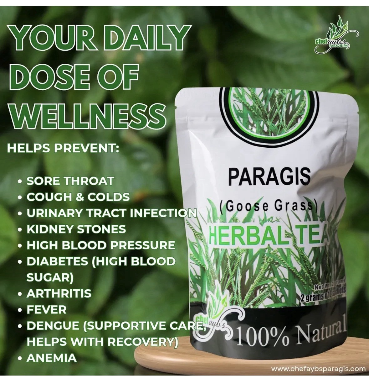 Chef Ayb’s Paragis Herbal Tea 100% Natural Caffeine-Free 2g x 10 Sachets