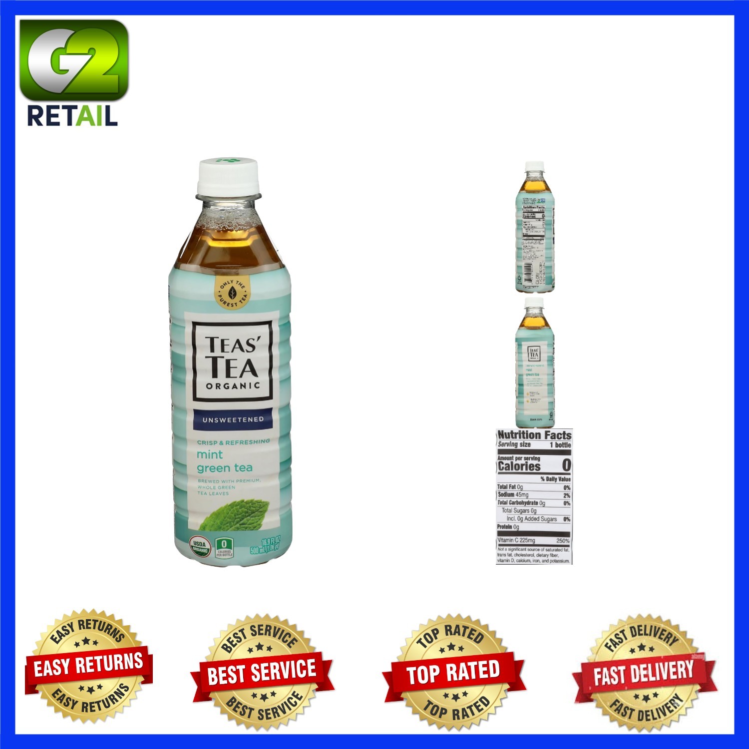 Crisp & Invigorating Organic Mint Green Tea – 16.9 Fl Oz Rich in Antioxidants