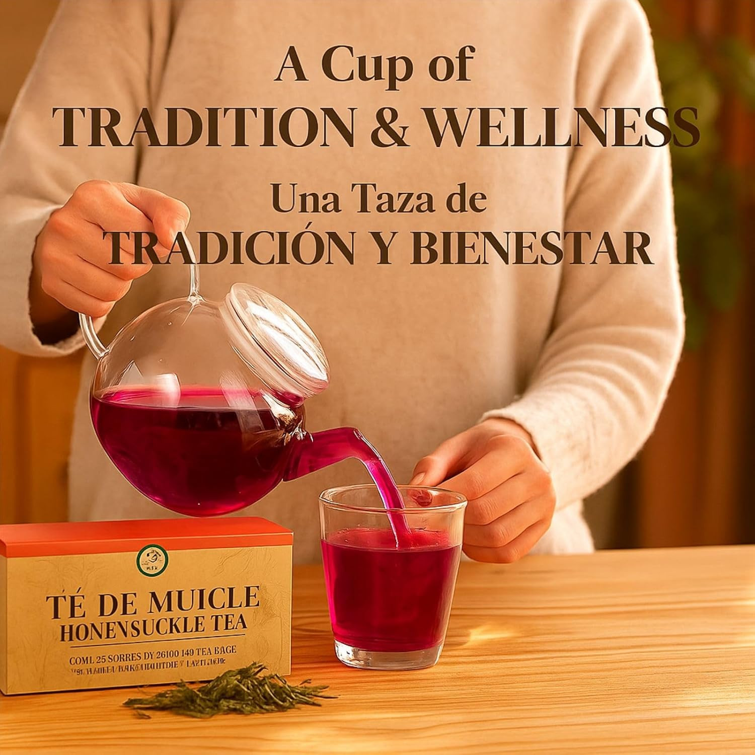Muicle Té (Mexican Honeysuckle Herbal Tea) – 25 Tea Bags – 100% Natural, Vegan,