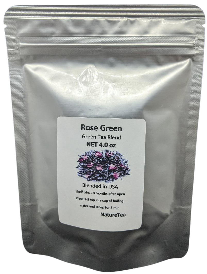 Rose Green Tea – Loose Leaf Blend with Rose Petals, Blended in US