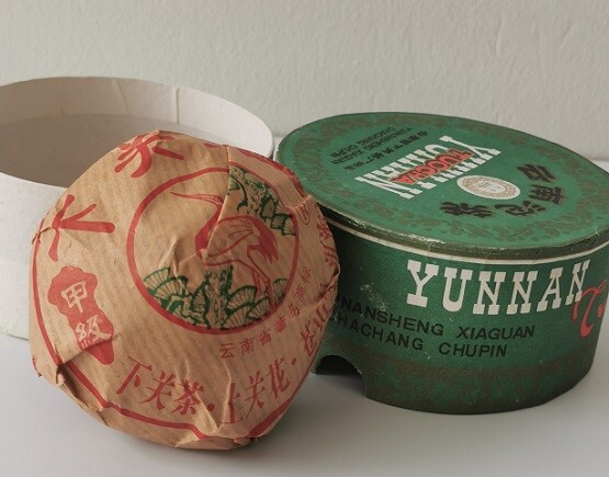 One piece of 2004 Xiaguan 下関 100g green box Sheng Tuocha 生沱茶 (普洱) raw pu’er tea