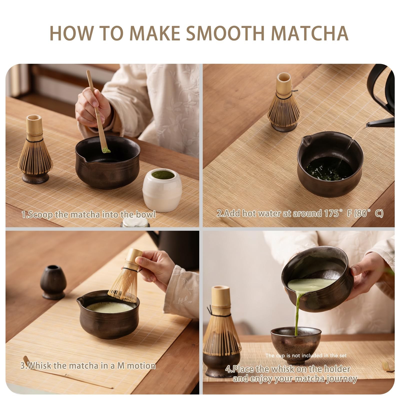 Matcha Set, Japanese Tea Set Includes Matcha Bowl with Spout, Matcha Whisk Ho…