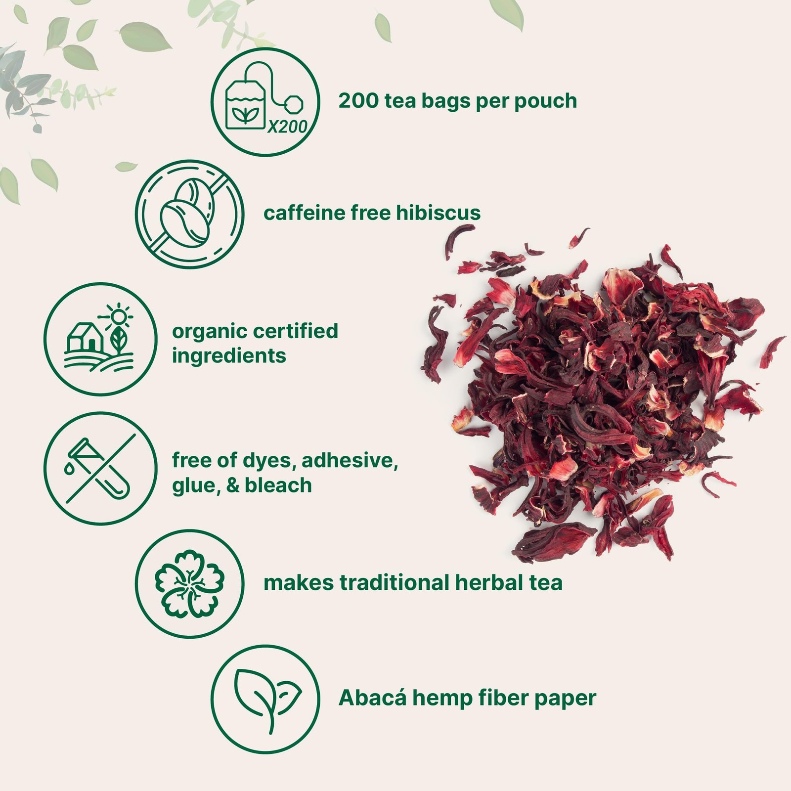 Organic Hibiscus Tea Bags, 200 Count | Premium Source 200 (Pack of 1)