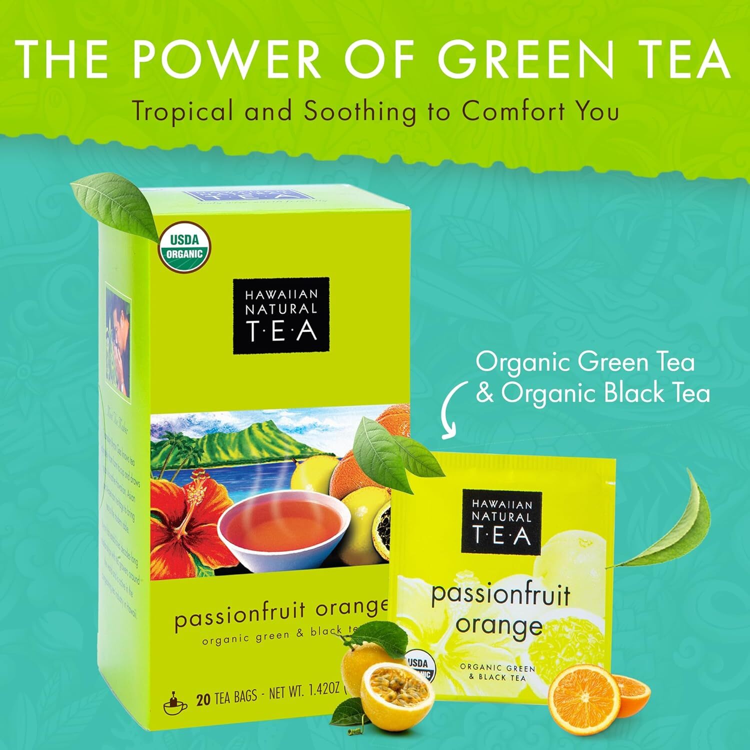 Hawaiian Natural Passion Fruit Orange Flavored Organic Tea – Tropical Fruit Gree