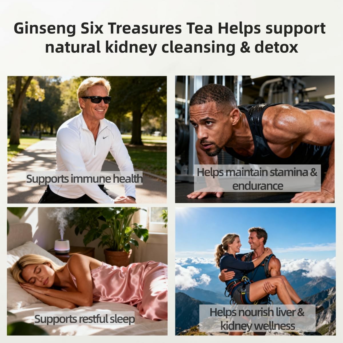 Kidney Tea Formula Ginseng Six Treasure Tea,Natural Chinese 1 Pack/25 Bags