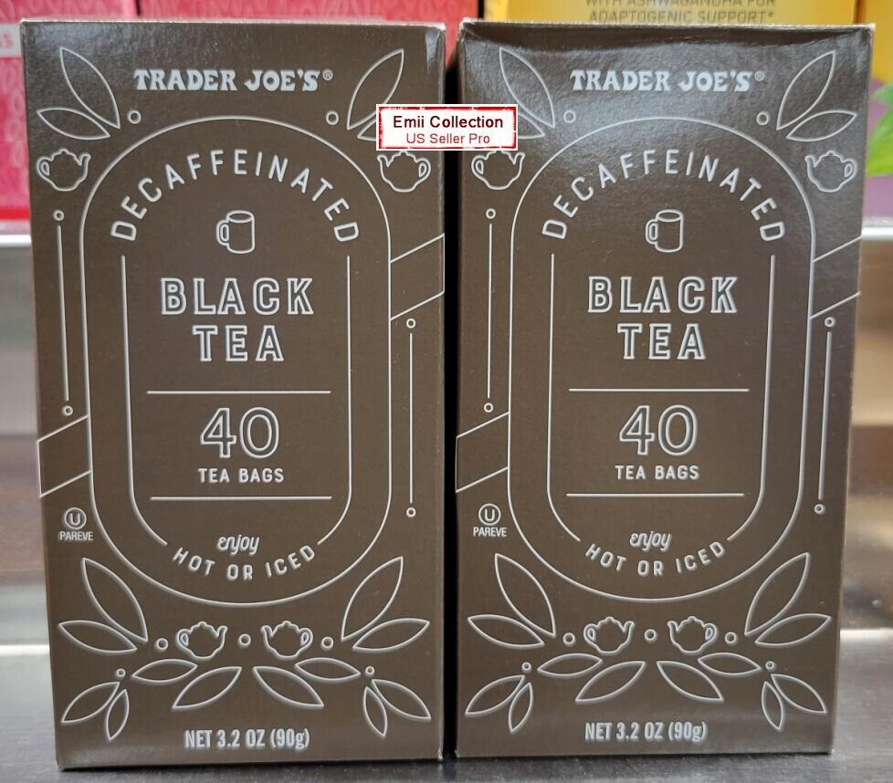 Trader Joe’s Decaffeinated Black Tea 40 Tea Bags 3.2oz 90g (2 Boxes)