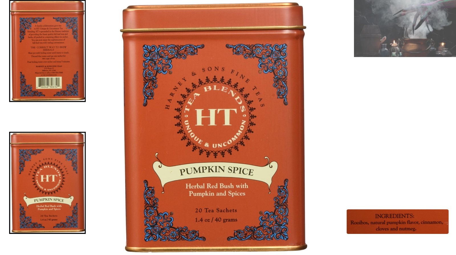 Organic Pumpkin Spice Rooibos Tea – 20 Sachet Tin | Gluten Free & Kosher