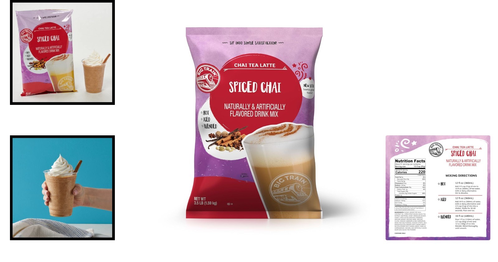 Spiced Chai Tea Latte Mix 3.5 Pound Bag Easy Hot or Iced Beverage