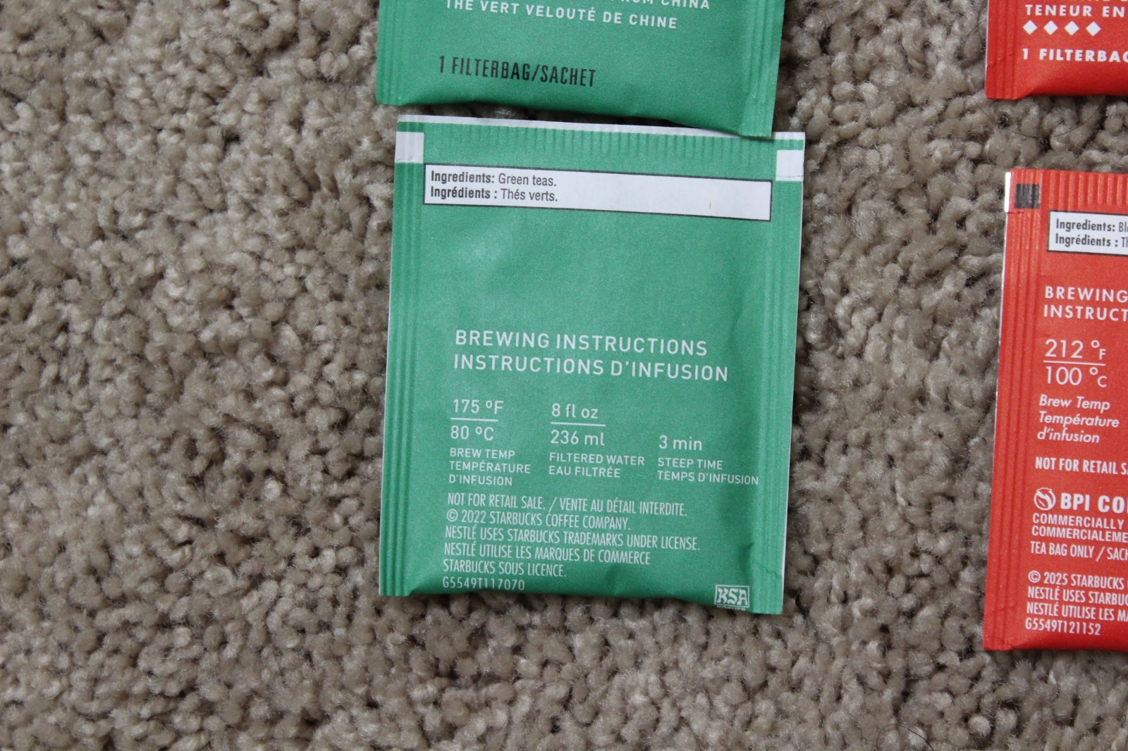 STARBUCKS TEAVANA Tea Bag Lot of 41 Sachets Mix of 5 Flavors for Tea Lovers