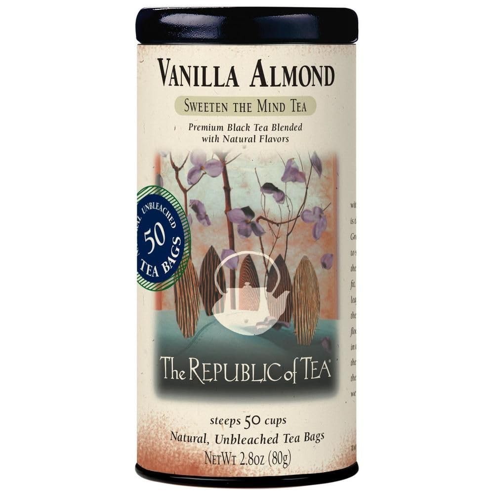 The Republic of Tea — Vanilla Almond Black Tea Tin, 50 Tea Bags, Naturally
